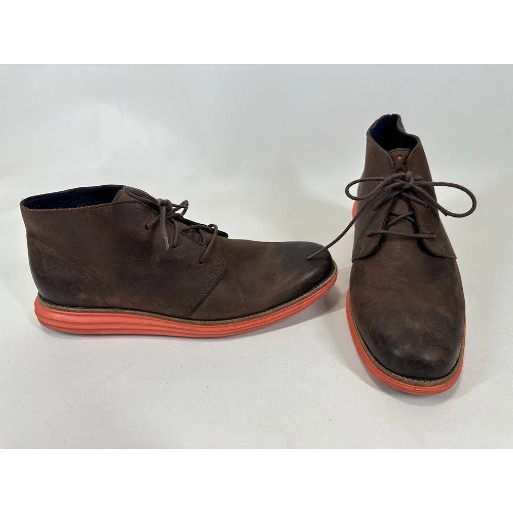 Cole Haan Lunargrand Men's Chukka Boots Size 13 Nubuck Leather Brown‎ C11719